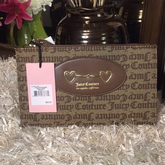 JUICY COUTURE Gothic Status Brown Heart Wristlet - Picture 1 of 7